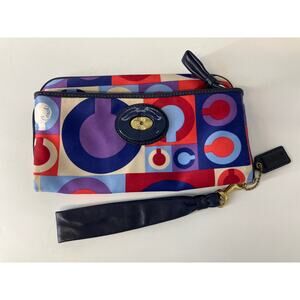 COACH 42178 LARGE COACH MULTI COLOR SIGNATURE NYLON WRISTLET